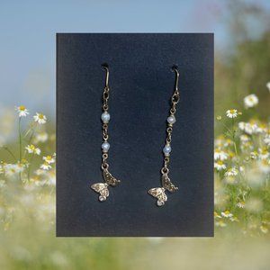Genuine Freshwater Pearl Butterfly Earrings